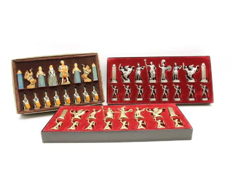 A hand made chess set, modelled as the King and Queens and characters of Tudor England, together with two other chess sets an