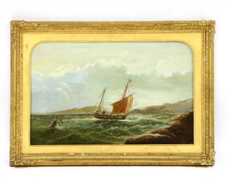 R..P.. SEASCAPE WITH FISHING BOATS Oil on canvas-a pair 36x56cm (2)