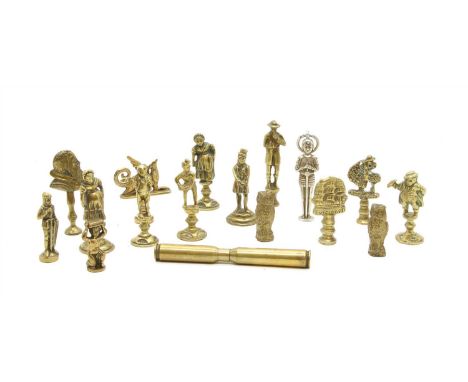 A box of Victorian and later brass pipe tampers