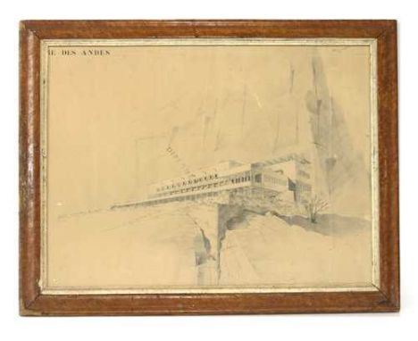 ......re Des Andes An ARCHITECTURAL STUDY in a maple frame, 84 x 69cm