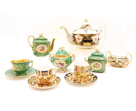 19th century Crown Derby Imari tea wares, similar Imari wares, a Spode vase, and other decorative wares