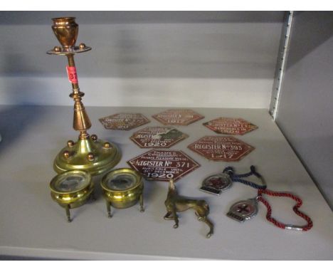 Six 1906-1920 hexagonal enamelled Thames Conservancy Private Pleasure vehicle plaques, a 1943 Windsor horseshoe members badge