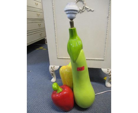 A Retro kitsch pottery table lamp in the form of three vegetables 