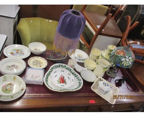 A quantity of ceramics to include Royal Doulton Bunnykins, Wedgwood Peter Rabbit and a Hammersley Mayfair part tea set A/F to