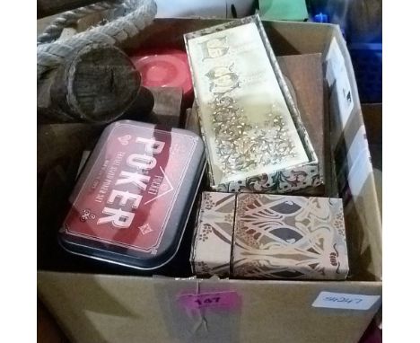 A box of playing cards etc.