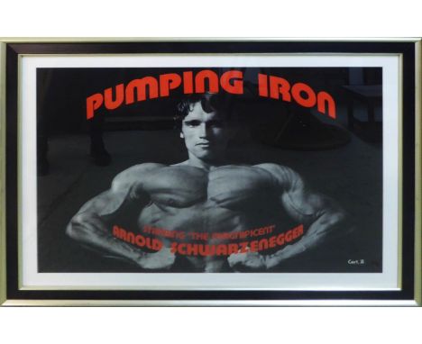 'PUMPING IRON' ARNOLD SCHWARZENEGGER, lithograph poster for the film, 76cm x 115cm, framed and glazed. 
