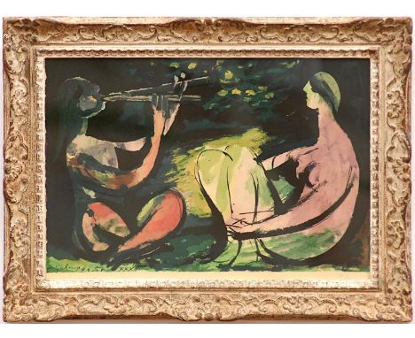 PABLO PICASSO 'Jouer de Diaule et Nu', 1958, lithograph, suite 'La flute double', edition of 500, numbered printed by Jacomet