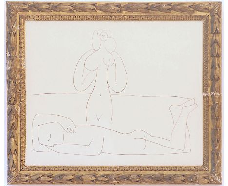 PABLO PICASSO 'Reclining Nude', 1958, lithograph, printed by Jacomet, edition of 300, suite: Antibes, 50cm x 65cm, framed and