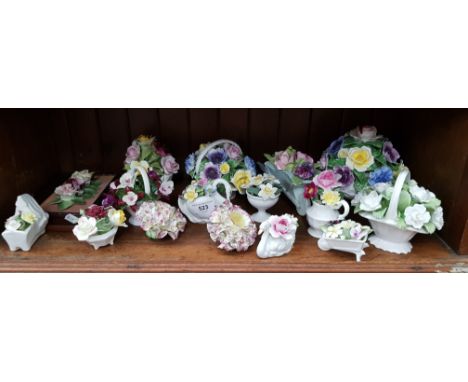 16 ceramic flower posies and plaques etc. by makers including Royal Doulton, Coalport, Aynsley etc.