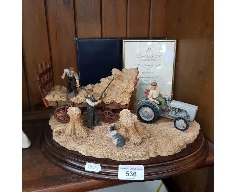 Country Artists limited edition model The Harvesters by Keith Sherwin featuring a Massey Ferguson tractor and the loading of 