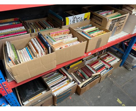 17 boxes of books including graphic novels, a box of childrens books and a box of theatre books.