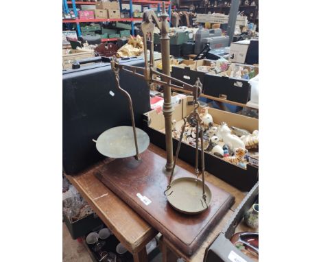 A set of vintage brass balance scales 