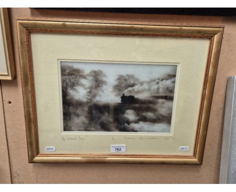 Maurice Crawshaw (British b.1947), 'The Lakeland Flyer', candle smoke etching, 27cm x 17cm, railway interest, framed and glaz