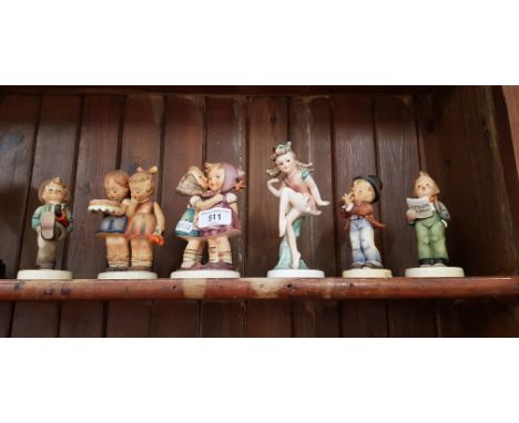 Figurines by Goebel - a rare Goebel Nasha figurine model number 6B produced 1950-55 approx 16cm high together with 5 Hummel f