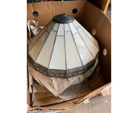 Two Tiffany style ceiling light shades 