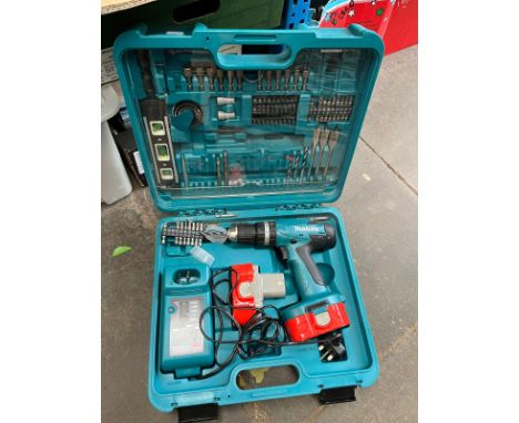 A hardshell cased Makita cordless drill with charger and 2 batteries.&nbsp;Condition - no charge in batteries, therefore unte