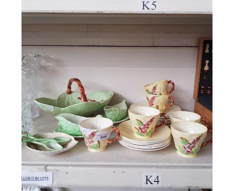 Carlton Ware - Foxglove items including 6 cups and saucers, other items in assorted patterns including 6 plates, 2 sauce boat