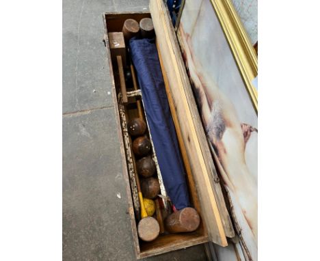 A vintage Slazenger croquet set in original wooden box. 
