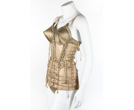 A fine Jean Paul Gaultier gold lamé stage ensemble designed for Madonna's 'Blond Ambition' tour, 1990, labelled Jean Paul Gau