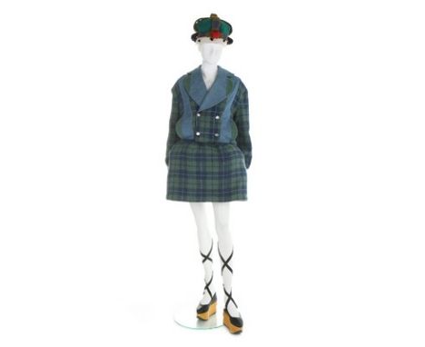 A Vivienne Westwood 'Harris Tweed' collection ensemble, Autumn-Winter, 1987-88, red label and size 38, comprising: blue and g