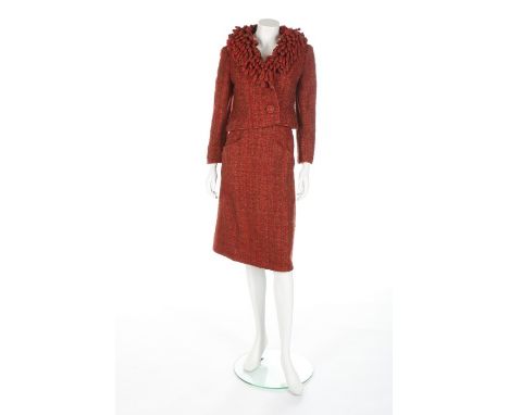 A Marc Bohan for Christian Dior couture tweed suit with tousled collar, Autumn-Winter, 1962, labelled and numbered 116015, th