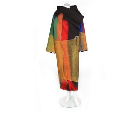 A fine and important Issey Miyake 'Colour Prism' coat, Autumn-Winter, 1997, labelled, of black felted wool overlaid layered a