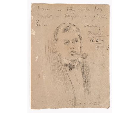A pencil portrait of HRH Prince Edward, dated 18th May, 1919, signed Collings, and dedicated in pencil to Freda Dudley Ward '