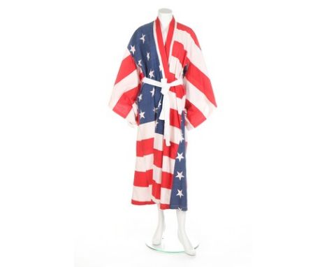 A Mr Freedom 'Stars and Stripes' cotton kimono/robe, circa 1971, labelled, the printed fabric imitating the American flag; to