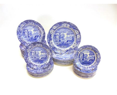 A COLLECTION OF SPODE 'ITALIAN' PATTERN PLATES:  eight 26cm diameter; fourteen 23cm diameter; eight 19cm diameter; twelve 16c