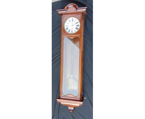 A LARGE CONTINENTAL REGULATOR STYLE WALL CLOCK in the manner of Gustav Becker, single weight driven movement, the circular en