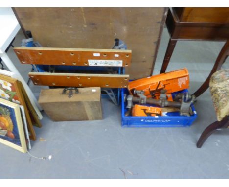 A BLACK AND DECKER WORKMATE AND VARIOUS HAND TOOLS, ETC.... 