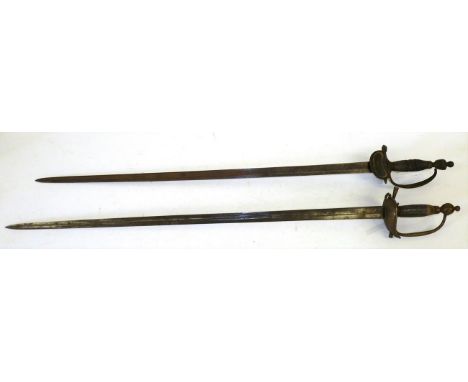 A British 1796 Pattern Heavy Cavalry Officer's Undress Sword, 83cm double edge steel blade with a central narrow fuller to ea