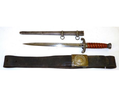 A German Third Reich Army Dagger, the 25.5cm steel blade etched with maker's mark for Carl Eickhorn, Solingen, the silver pla