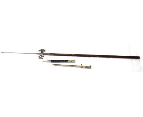 A German Third Reich Police Parade Dagger, the 32.5cm single edge plated and fullered steel blade marked at the ricasso with 