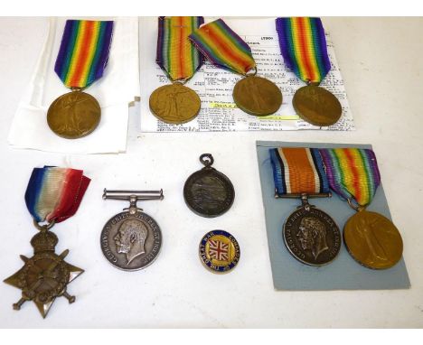 Four Single Victory Medals, awarded to 12674 PTE. R. RESTIEAUX A.CYC.CORPS; 163 SJT.W.G.H.FOX. R.A., with a Comrades of the G