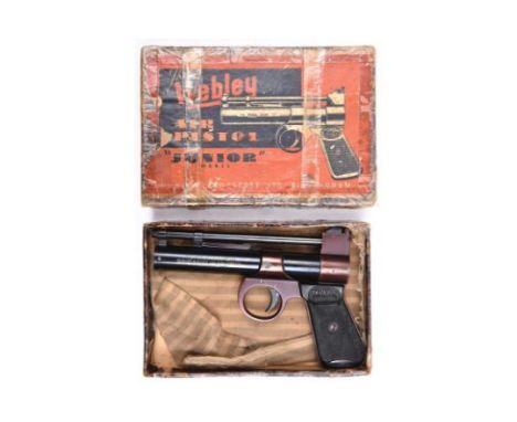 A post 1958 .177" Webley Junior air pistol, batch number 1242. GWO &amp; clean condition, retaining all original blued finish