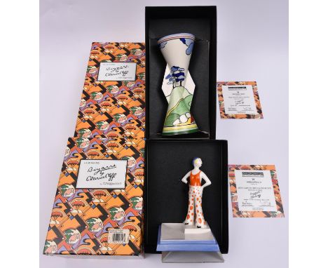 2x Clarice Cliff Bizarre, limited edition issues by Wedgwood. 'Lido Lady in Orange From 1931' figure and 'Shape 379 Yo Yo Vas