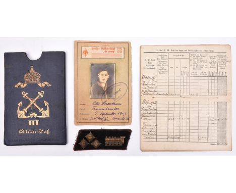 An Imperial German Naval passbook, to Josef Rosenbaum, born in 1883, joined the navy in 1902, demobilised in 1918, and died i