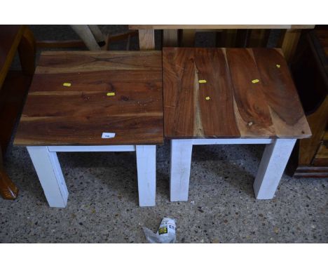 Pair of hardwood lamp tables
