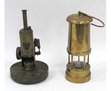 Brass Miners Lamp 22.5cm tall with handle down, Royal Army Ordnance Corps paraffin lamp (2).