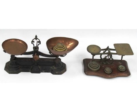 W &amp; T Avery Scales, together with XIX Century Post Office scales, with weights.