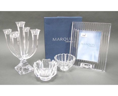Villeroy &amp; Boch Five Branch Crystal Candlestick, Orrefors and Villeroy &amp; Boch bowls and a Waterford 'Marquis' design 