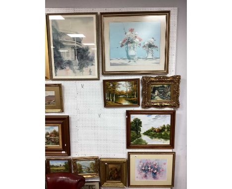 Mary Henderson '512 Key West' limited edition print of 1000, three other prints, two oils (6).