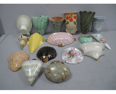 A Quantity of Ceramic Wall Pockets, to include some from Sadler, Sylvac, Burleigh ware, Arthur Wood, Royal Winton etc. One Bo