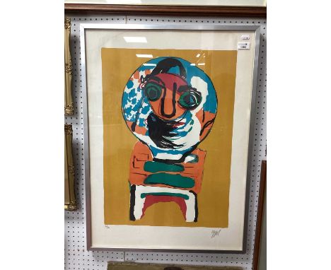 Karel APPEL (1921-2006) Dutch Artist, 'Jules Daus La Lune' Limited Edition coloured print 56/120, pencil signed lower right, 