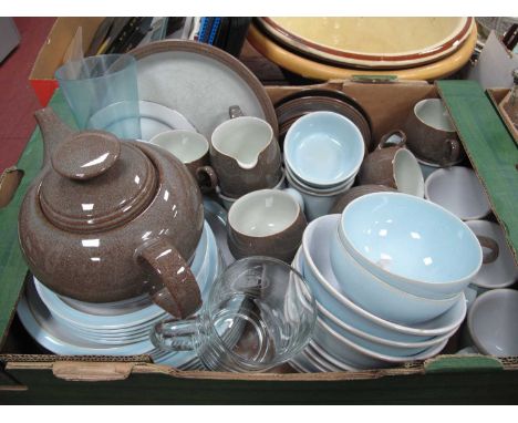 Denby 'Greystone' Teapot and fourteen others, Denby 'Blue Linen' tableware of thirty-four pieces (at least one chipped) etc.S