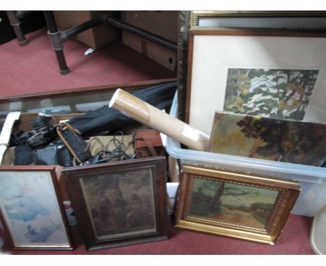 Praktica, Canon, Kodak and other cameras, tripods, dolls, quantity of pictures:- Two Boxes.