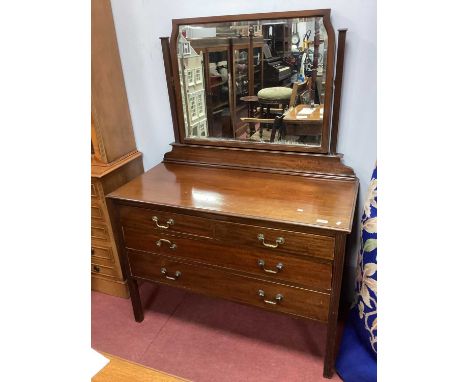 Early XX Century Mahogany Dressing Table, with central mirror, two short drawers, two long drawers, on square supports, 106 c