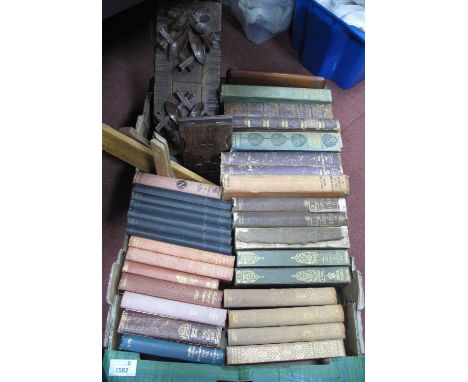 Adjustable Book Troughs, Cribbage board, Walter Scott, Longfellow and other books:- One Box.