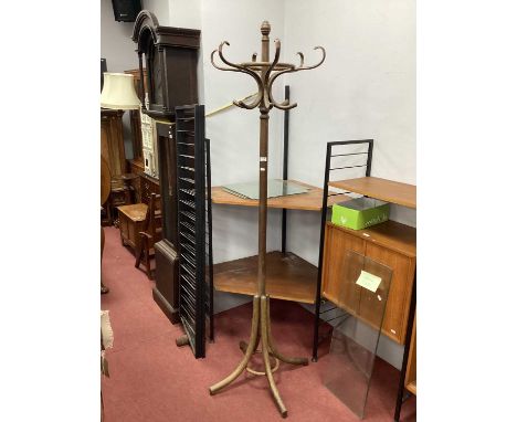 Bentwood Hat and Coat Stand, with six upper hooks, 196cm high.